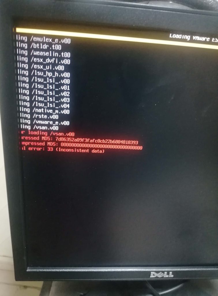 Esxi Error loading